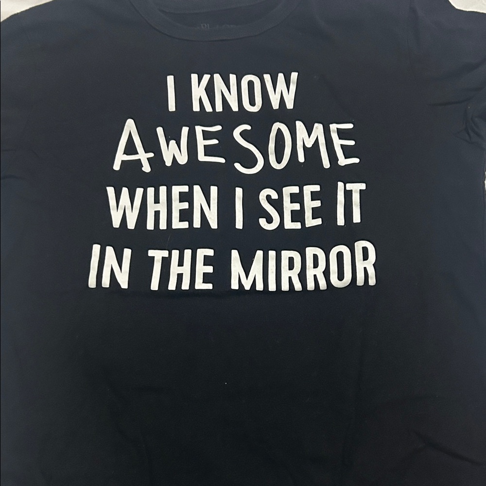 Place Black Tee with Bold White Text